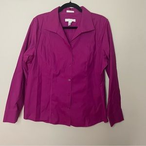 Chicos No Iron Pink Long Sleeve Button Front Blouse Women’s Size 2 (L/12/14)